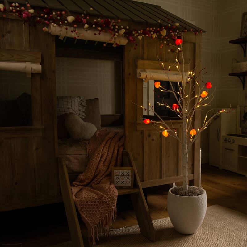 4-ft Pre-Lit Valentine's Day Twig Tree with 48 Heart Shaped LED Lights