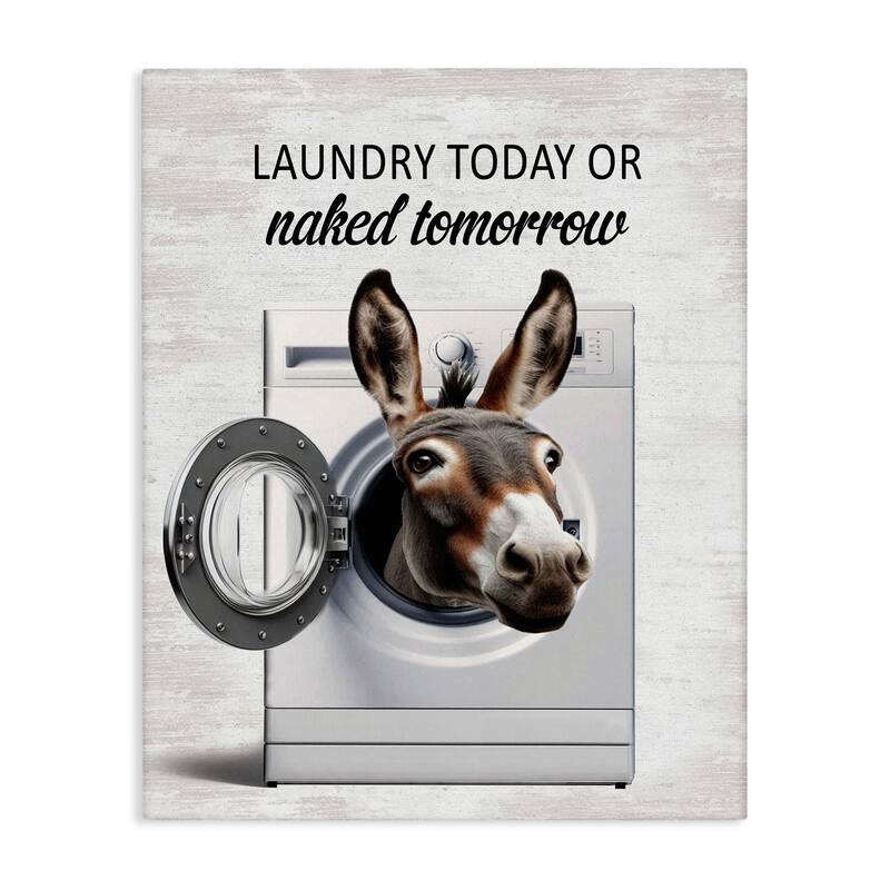Stupell Funny Donkey Washing Machine Canvas Wall Art Design By Lettered and Lined - 30 x 40