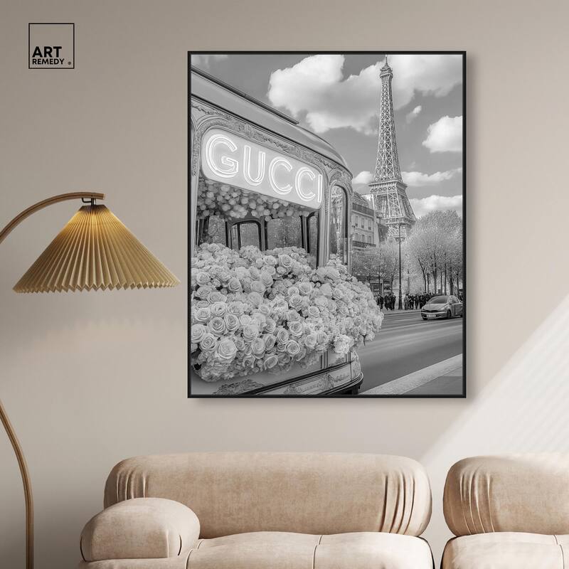 Dreamy Fashion Bus Noir Canvas by Art Remedy