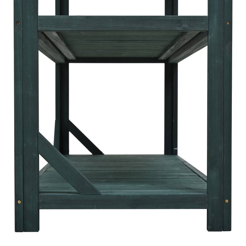 65" Large Wooden Farmhouse Rustic Outdoor Potting Bench Table, Patio Workstation, Garden Potting Bench