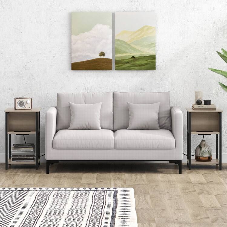 3-Tier End Table with USB Ports and Power Outlets