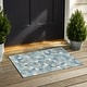 preview thumbnail 100 of 145, Machine Washable Indoor/ Outdoor Modern Loyd Chantille Rug Teal - 1'8" x 2'6"