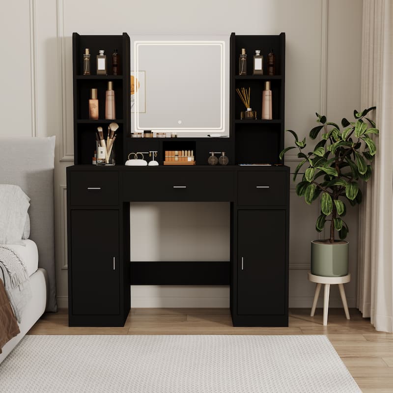 Newly Designed Smart Mirror Dressing Table with Drawers and Storage Cabinet, Dressing Table with Dressing Pad for Bedroom