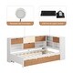 preview thumbnail 6 of 17, Twin Bed Frame with Trundle Bed and Bookcase, Wooden Captain Bed Built-in Led Downlight and USB Port for Guest Room, Bedroom