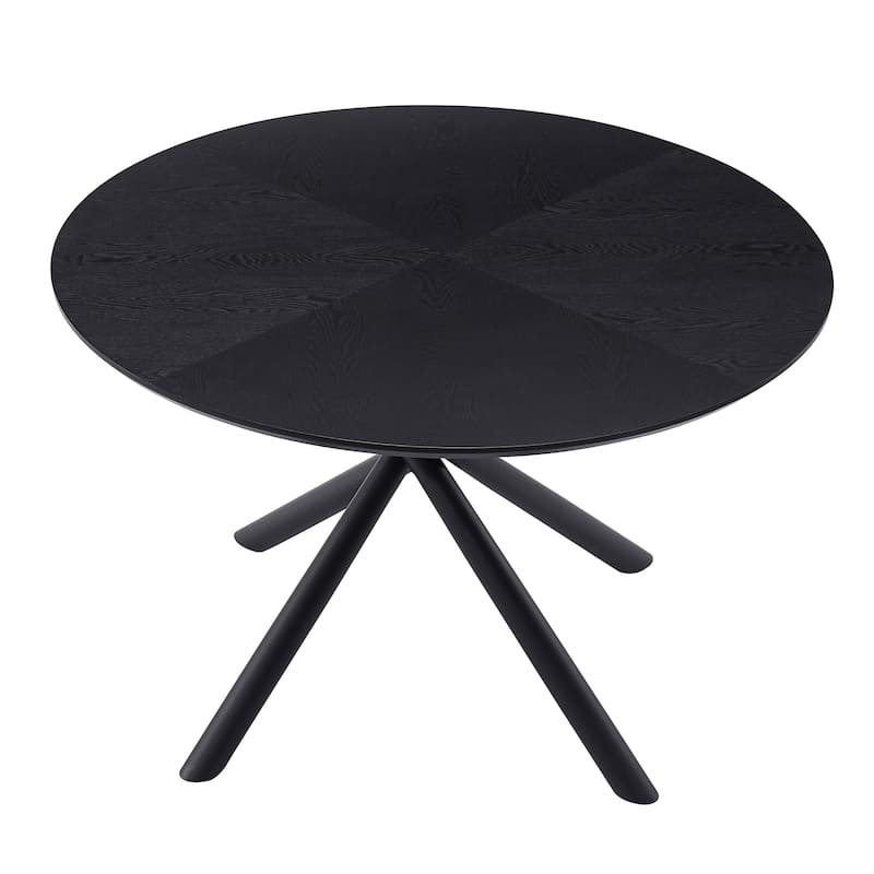 47.25'' Round MDF Coffee Table End Table Short Leisure Tea Table Cross Legs Metal Base, Easy to Assemble