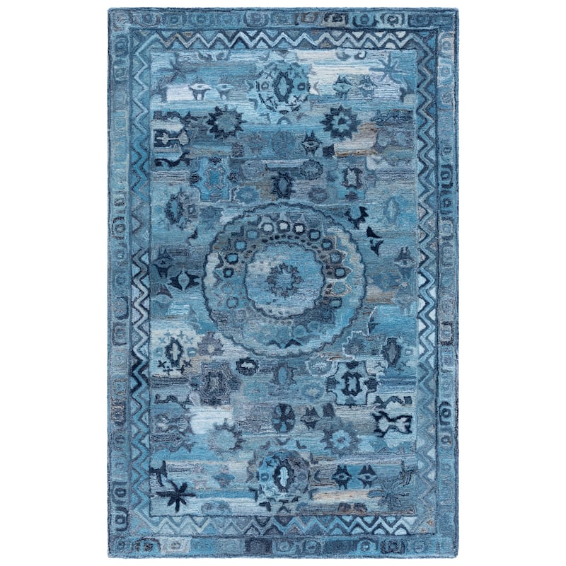 SAFAVIEH Handmade Anatolia Ramzia Traditional Rug - 6' Square - Blue