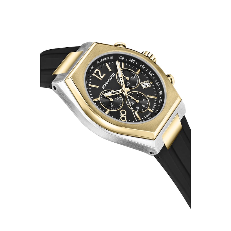 Ferragamo Men's Ferragamo Tonneau Chrono 42mm Quartz Watch SFUV00322 - Black - N/A