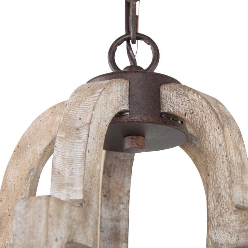 Gula Modern Farmhouse 5-Light Distressed Wood Candle Chandelier Wheel Lantern Hanging Foyer Pendant Light - L23.2" xW23.2 "xH24"