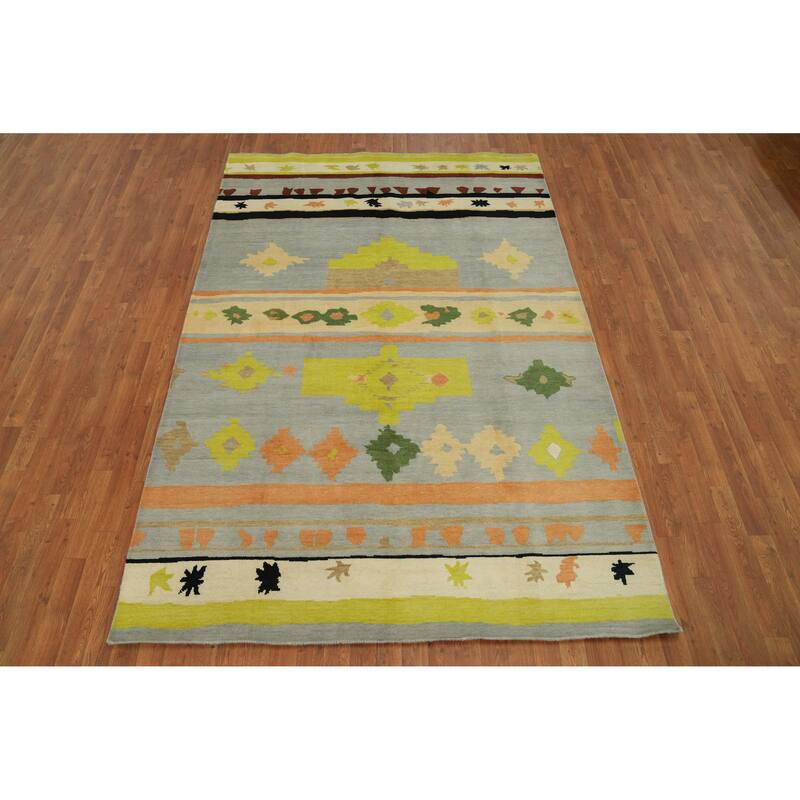 Handmade Wool Gabbeh Vegetable Dye Area Rug Handmade Carpet - 9' 1'' X 6' 0''