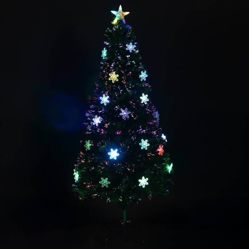 Pre-Lit Fiber Optic Snowflake Artificial Christmas Tree - 5' - Multi LED Lights