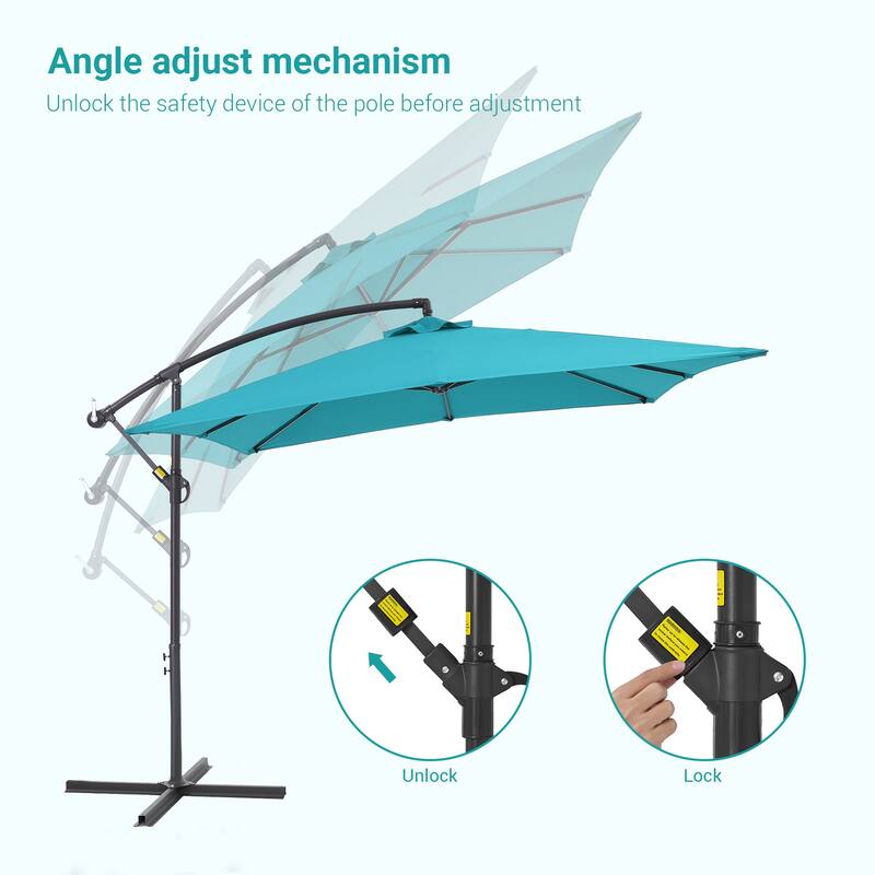 BONOSUKI 8.2x8.2ft Offset Patio Umbrella Hanging Umbrella w/Steel Ribs