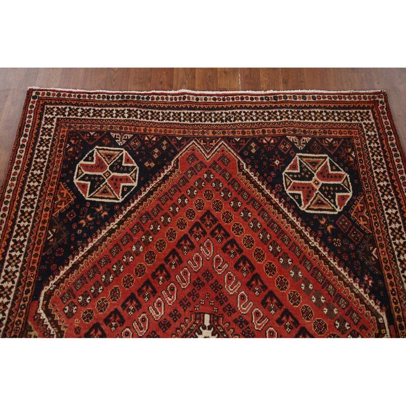 Qashqai Persian Vintage Area Rug Bedroom Hand-knotted Wool Carpet - 4'4"x 7'0"