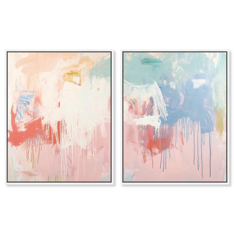 Breath of Colors Canvas Set of 2 by Art Remedy - 36" x 45" - White
