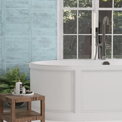 Merola Tile Habanera Decor Azul 11-7/8" x 35-1/2" Fluted Ceramic Wall Tile