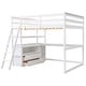 preview thumbnail 10 of 14, Full Size Loft Bed with Desk, Shelves, Drawers, and Ladder, White