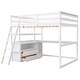 preview thumbnail 30 of 34, Full Size Loft Bed with Desk and Shelves, 2 Built-in Drawers, Gray
