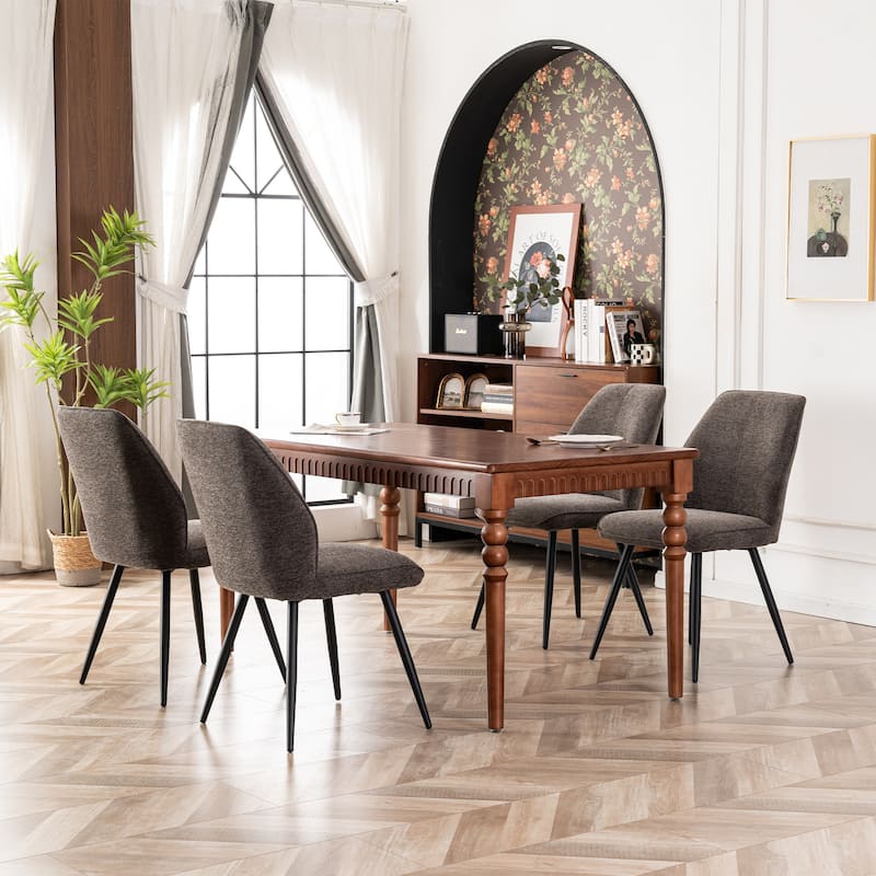 Mid Century Modern Armless Fabric Dining Room Chairs Set of 2