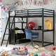 preview thumbnail 2 of 12, Twin Size Loft Bed with Desk and Shelves, Two Built-in Drawers, Grey