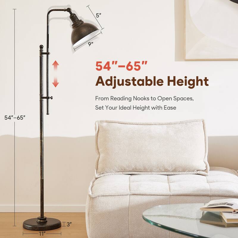 CO-Z 65" Rustic Pharmacy Task Floor Lamp with Adjustable Metal Shade