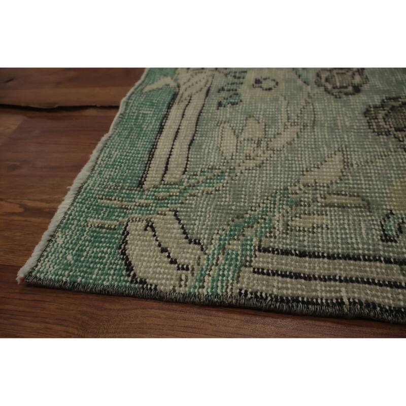 Hand Knotted Oriental 100% Wool Carpet Transitional Floral Green Anatolian Area Rug - 9' 5'' X 5' 6''