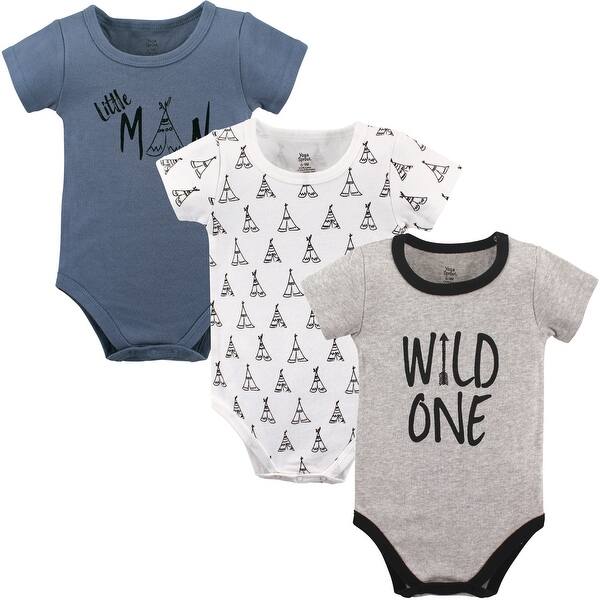 slide 1 of 1, Yoga Sprout Baby Boy Cotton Bodysuits 3pk, Wild One 0-3 Months - Wild One 3-Pack