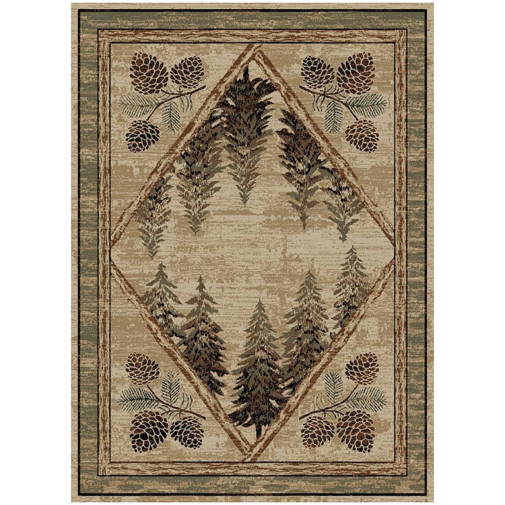Hearthside Pinetops Antique Rustic Lodge Area Rug