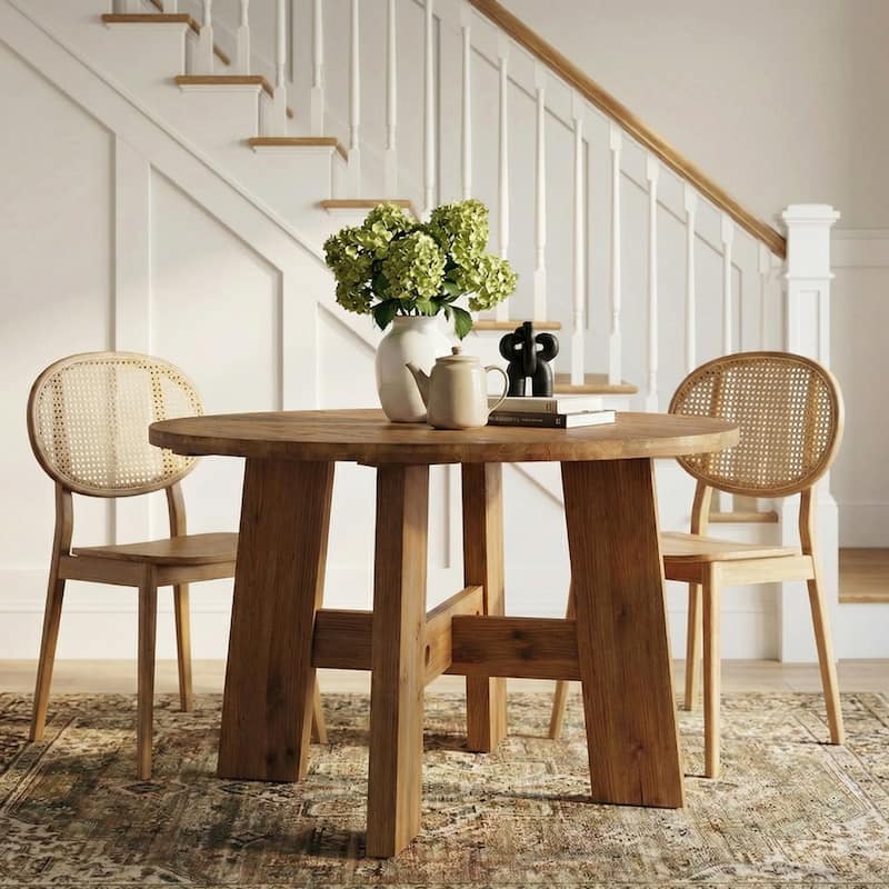 47-Inch Solid Wood Dining Table for 4-6 People - Rustic Brown