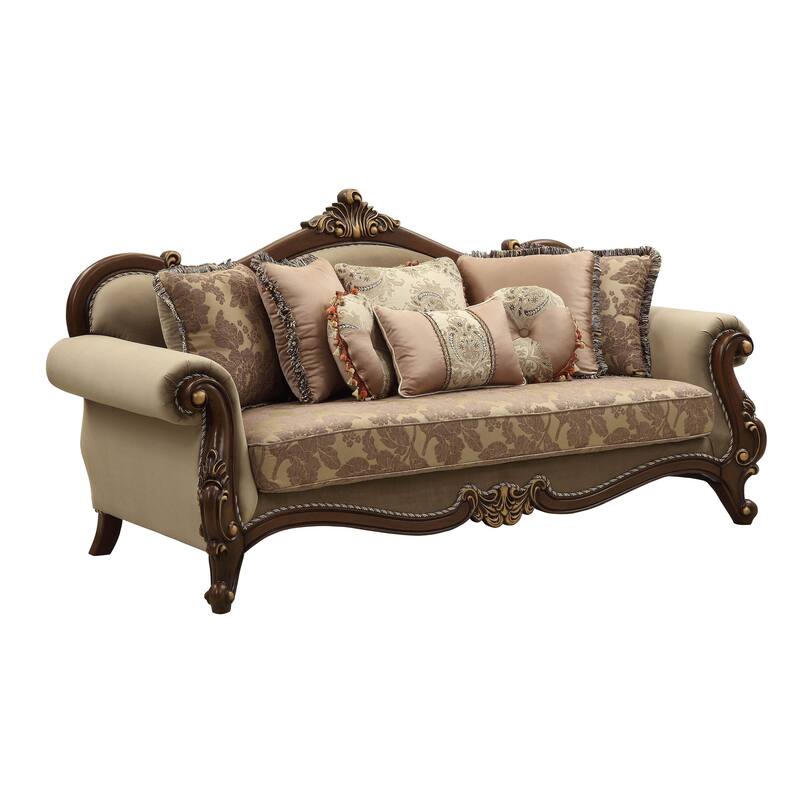 Leith Beige and Walnut Sofa with Queen Leg