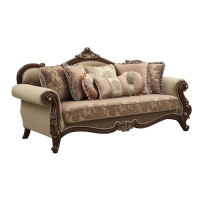 Leith Beige and Walnut Sofa with Queen Leg