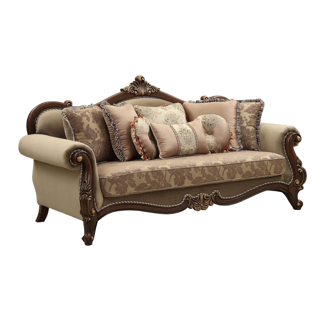 Leith Beige and Walnut Sofa with Queen Leg