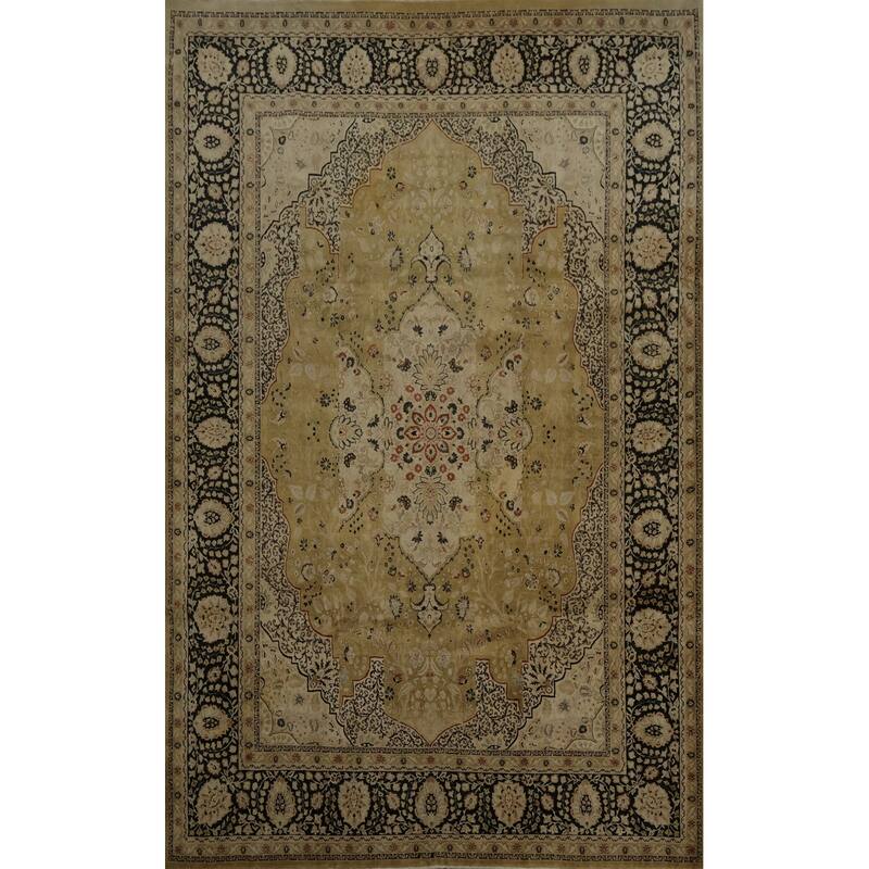 Hand Knotted Oriental 100% Wool Carpet Traditional Floral Yellow & Gold Ziegler Area Rug - 12' 4'' X 9' 0''