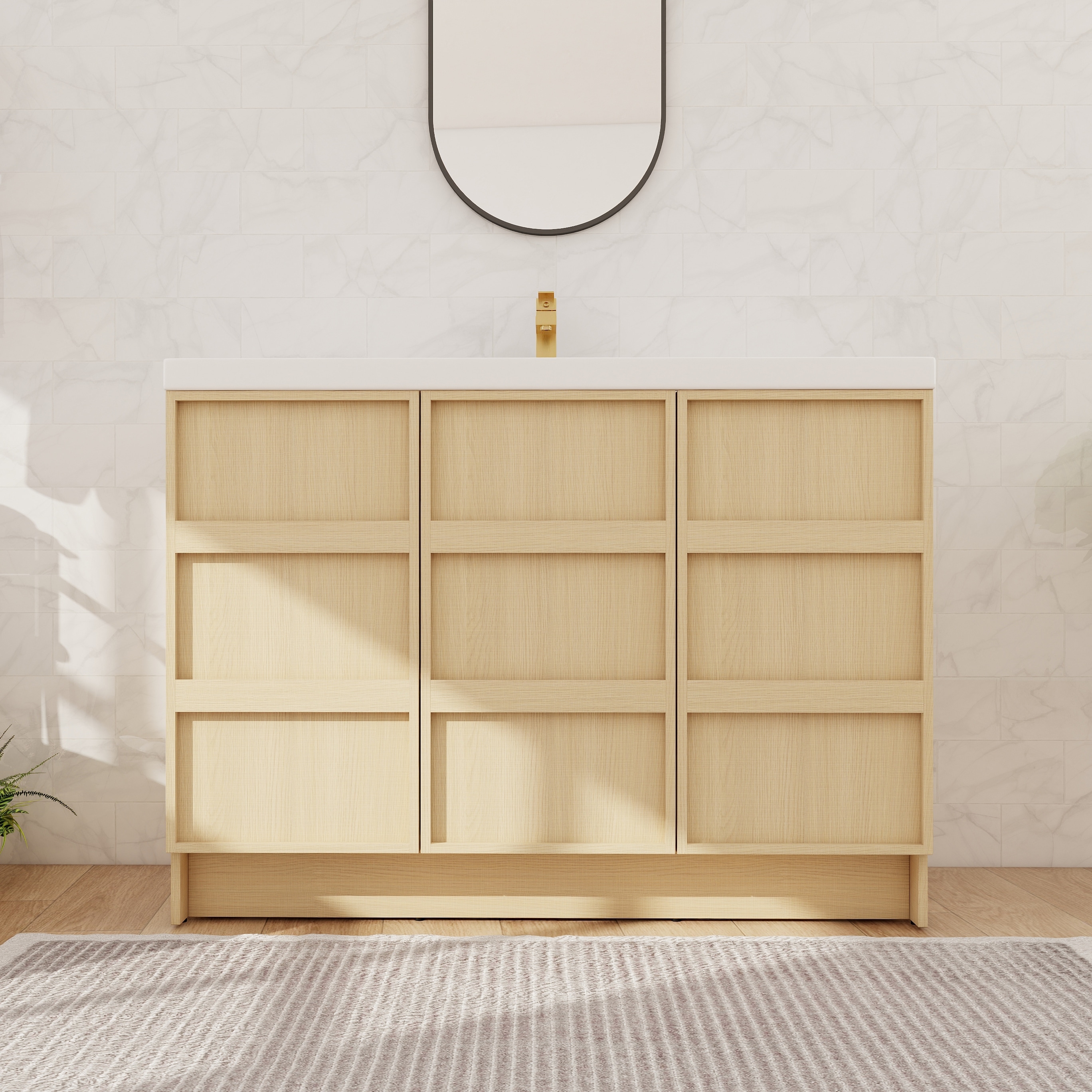 Beingnext 36"/42"/48" Bathroom Vanity with Sink, Freestanding Bathroom Vanity with Soft Close Door And Shelf