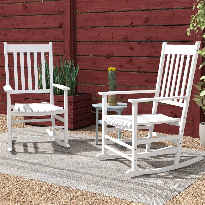 Poplar Wood Outdoor Rocking Chairs Set of 2 Patio Porch - 27.2" W x 33.9" D x 45.3" H