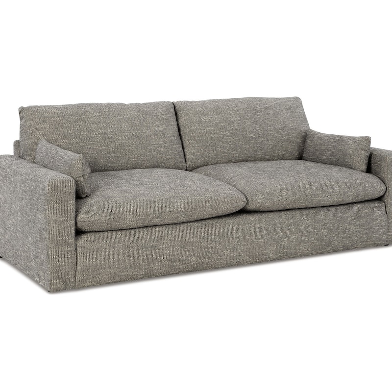 Yezi Loveseat, 90 Inch, 2 Pillows, Granite Gray Polyester, Foam Fill