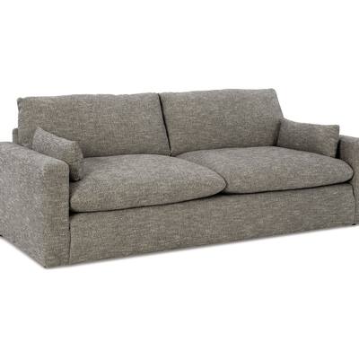 Yezi Loveseat, 90 Inch, 2 Pillows, Granite Gray Polyester, Foam Fill
