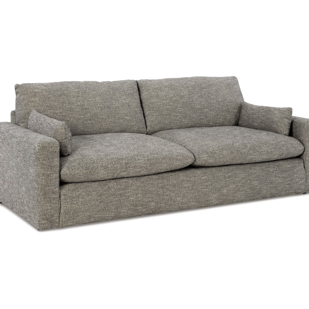 Yezi Loveseat, 90 Inch, 2 Pillows, Granite Gray Polyester, Foam Fill