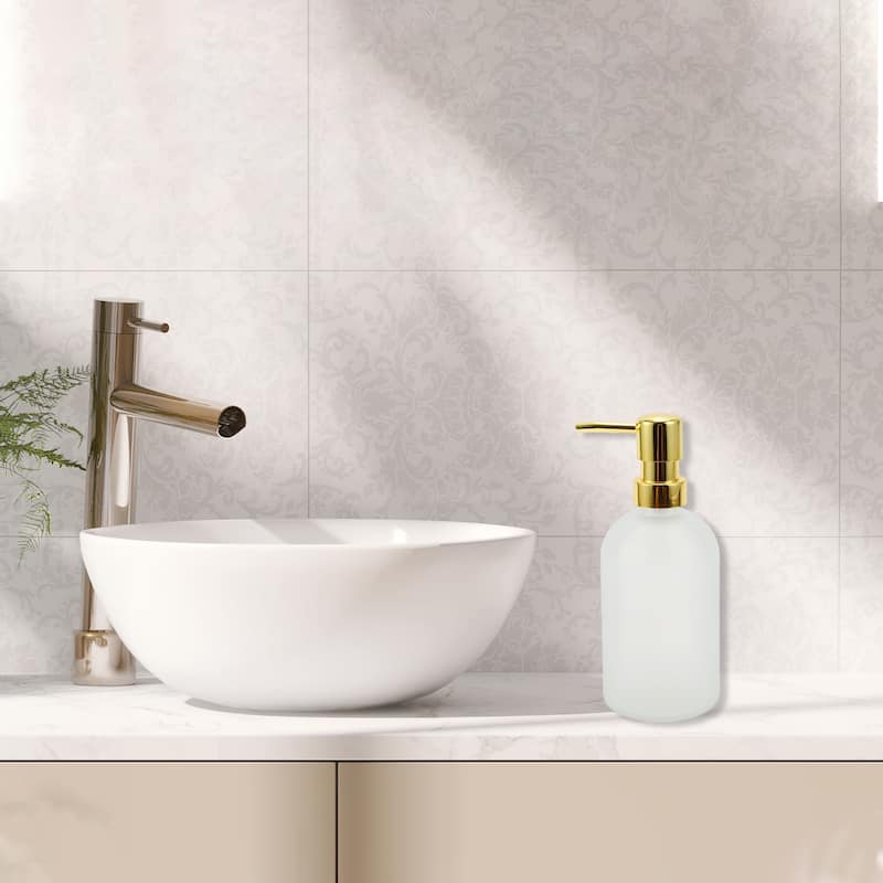 Cylindrical Classic Soap Pump Dispenser for Hotel 400ml 1 Pcs - White Gold Tone