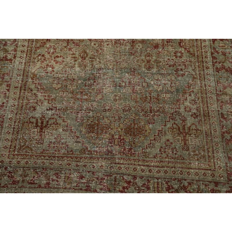 Hand Knotted Oriental 100% Wool Carpet Traditional Medallion Green Tabriz Area Rug - 6' 6'' X 4' 1''
