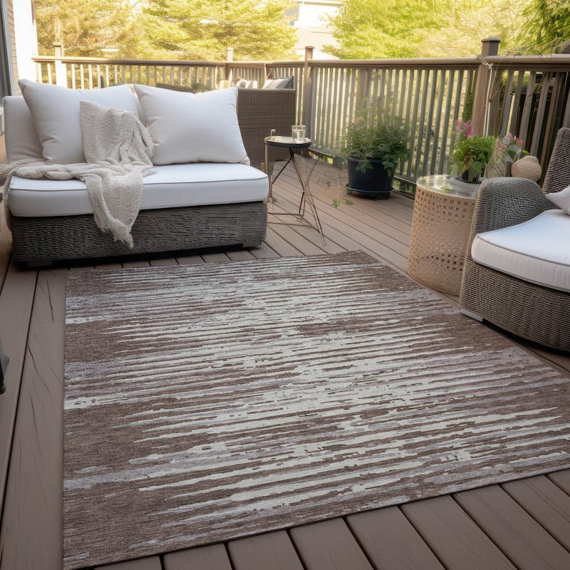Machine Washable Indoor/ Outdoor Chantille Abstract Ombre Rug