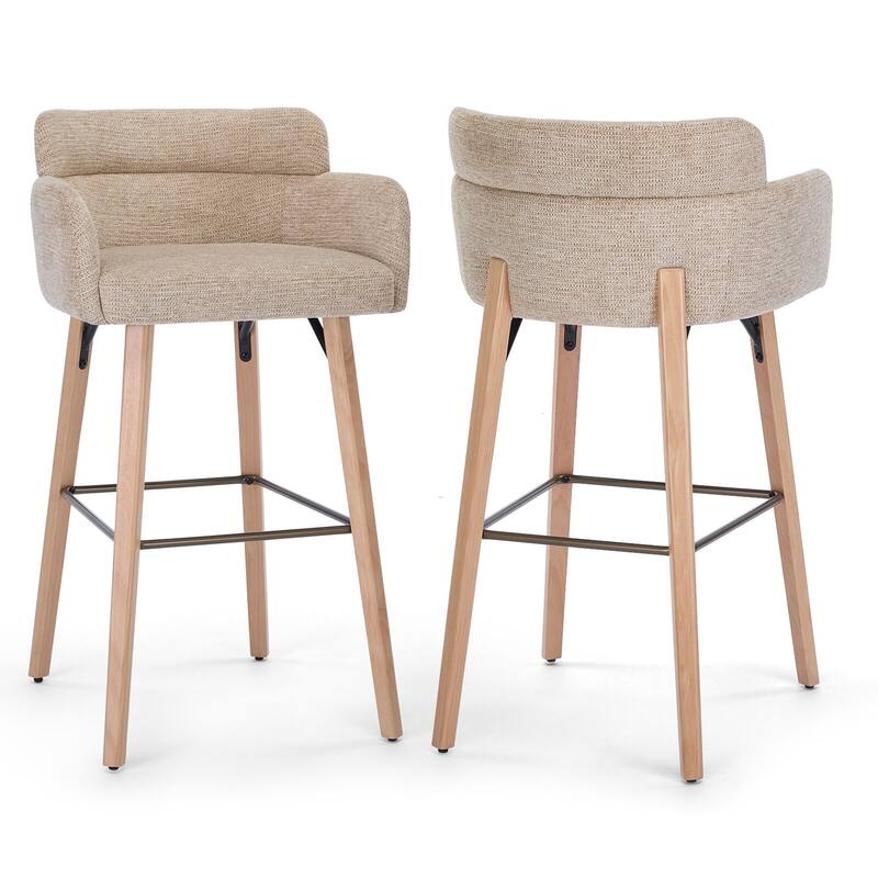 30''H Bar Stool With Solid Wood Frame And Foam Seat (Set of 2)