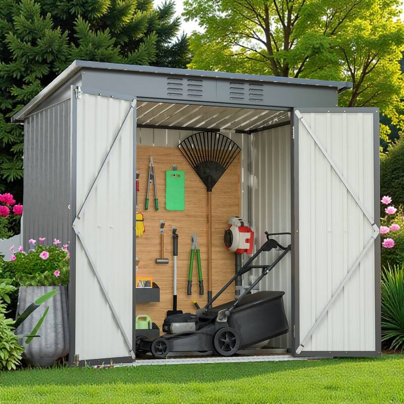6 x 4 ft Outdoor Storage Shed, All Weather Metal Tool Shed with Hinged Door, Padlock, Backyard Garden Shed