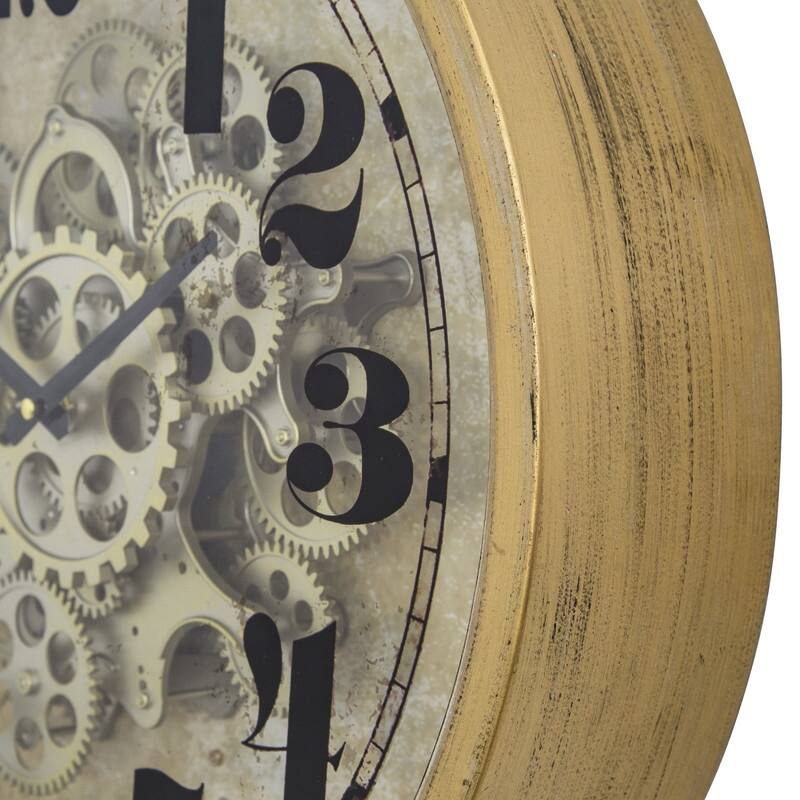 Gold Round Gear Clock - 18.3 x 18.3 x 4.1