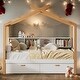 preview thumbnail 2 of 8, Full House Bed with Storage Drawers & Shelves, White/Natural