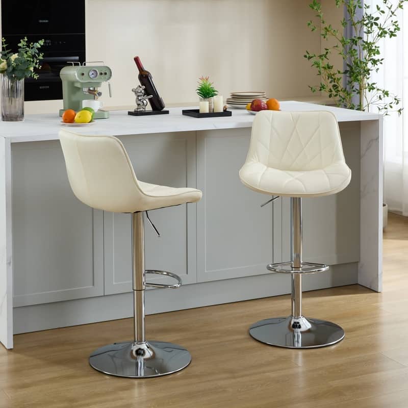 Adjustable Swivel Bar Stools Height Island Chairs with Back Set of 2