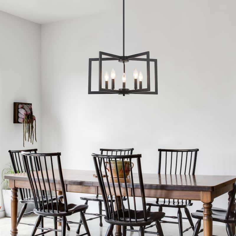 5-Light Modern Foyer Pendant Kitchen Island Candlestick Linear Chandelier Lighting for Dining Room