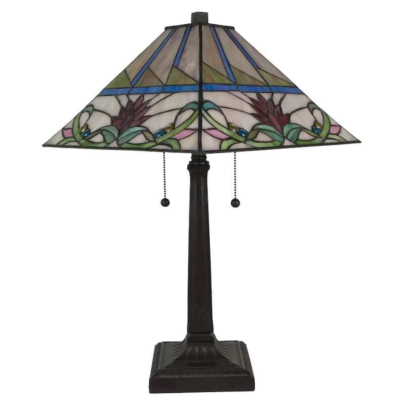 Amora Lighting Mission Tiffany Style Stained Glass Table Lamp AM311TL14