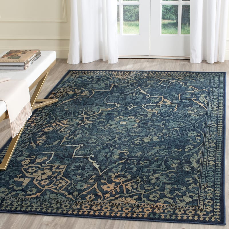 SAFAVIEH Vintage Distressed Boho Remza Oriental Rug - 4' x 5'7" - Blue/Yellow
