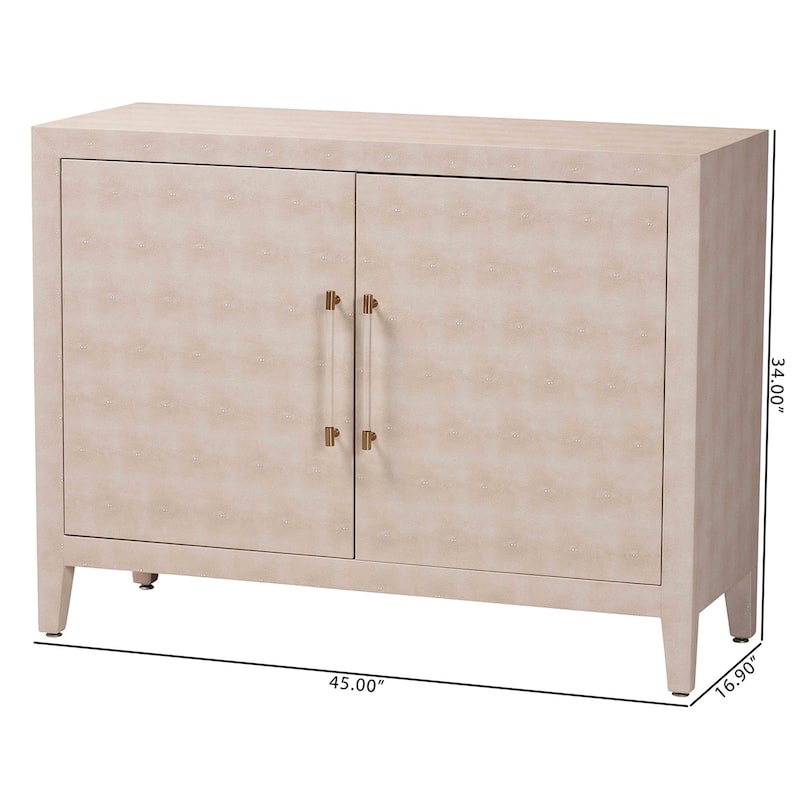 Nira Faux Shagreen Storage Cabinet - Contemporary 2-Door Accent Sideboard with Sleek Metal Handles, for Entryway or Living Room