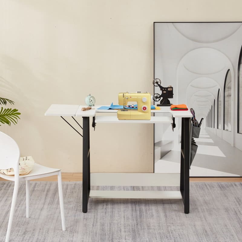 Erommy 45.5" W x 23.6" D Sewing Table featuring a Storage Shelf, Versatile Adjustable Sewing Machine Desk with Storage Bags