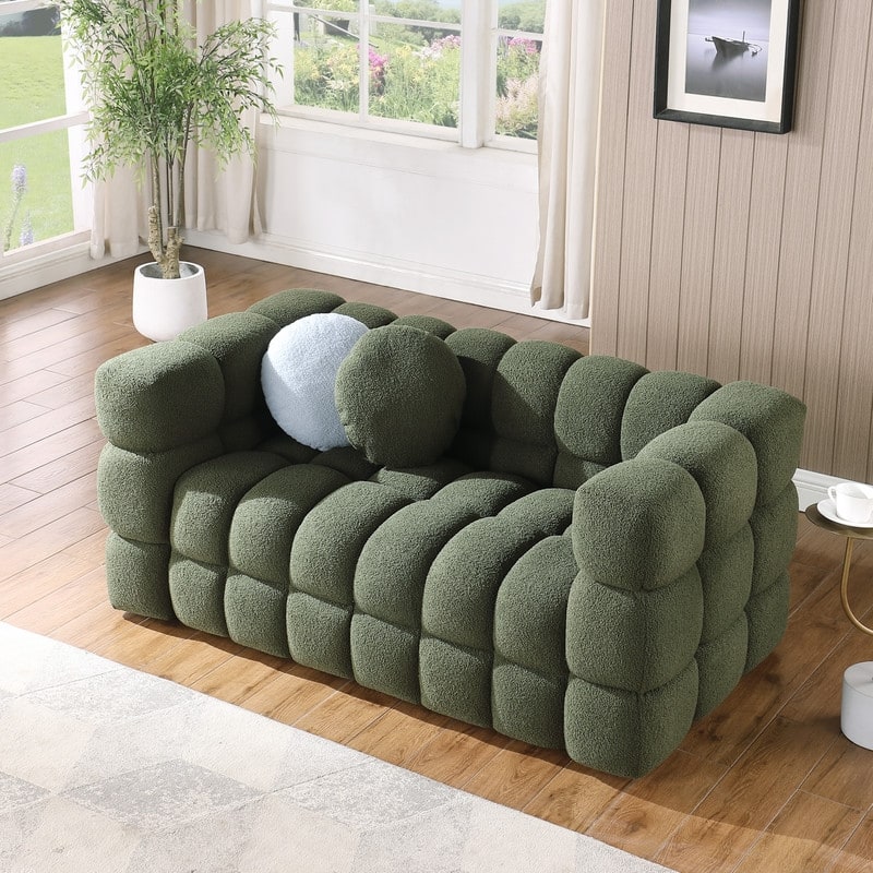 35.83" Deepth Marshmallow Boucle Sofa for Living Room